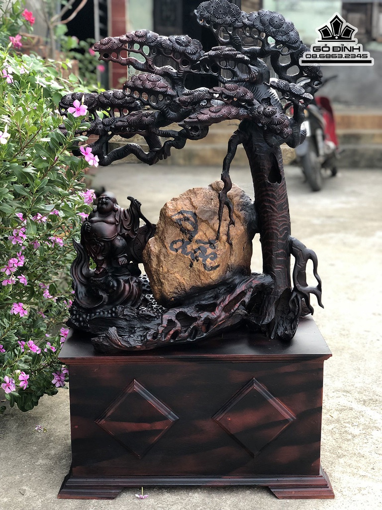 Tượng Di Lặc Gỗ Trắc Cao 80 Ngang 64 Sâu 35 Cao Kỷ 30 (cm) 1