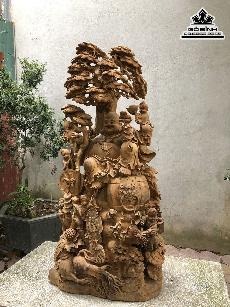 Tượng Di Lặc Gỗ Ngọc Am Cao 130 Ngang 60 Sâu 46 (cm) 0