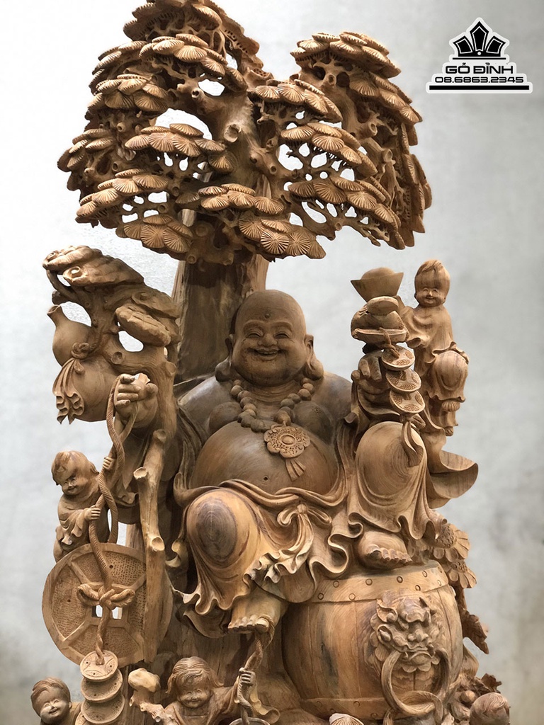 Tượng Di Lặc Gỗ Ngọc Am Cao 130 Ngang 60 Sâu 46 (cm)3