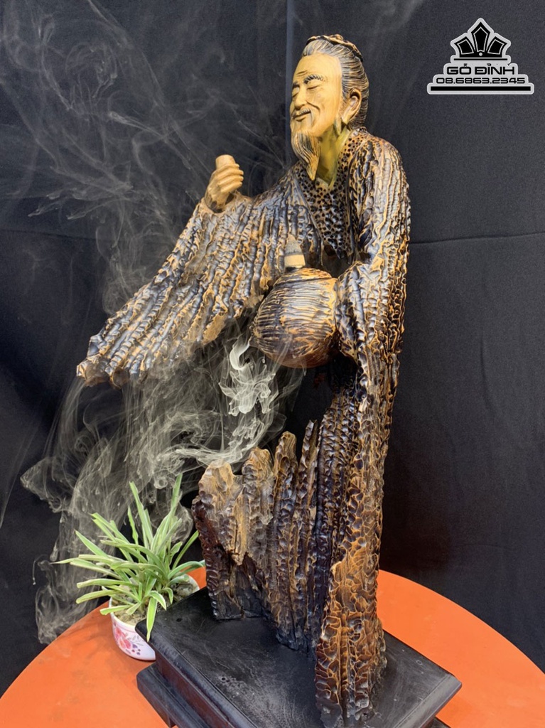 Tượng Thần Trà Gỗ Bách Xanh Mộc Châu Cao Kỷ Cao 75 Ngang 30 Sâu 23 (cm) 2
