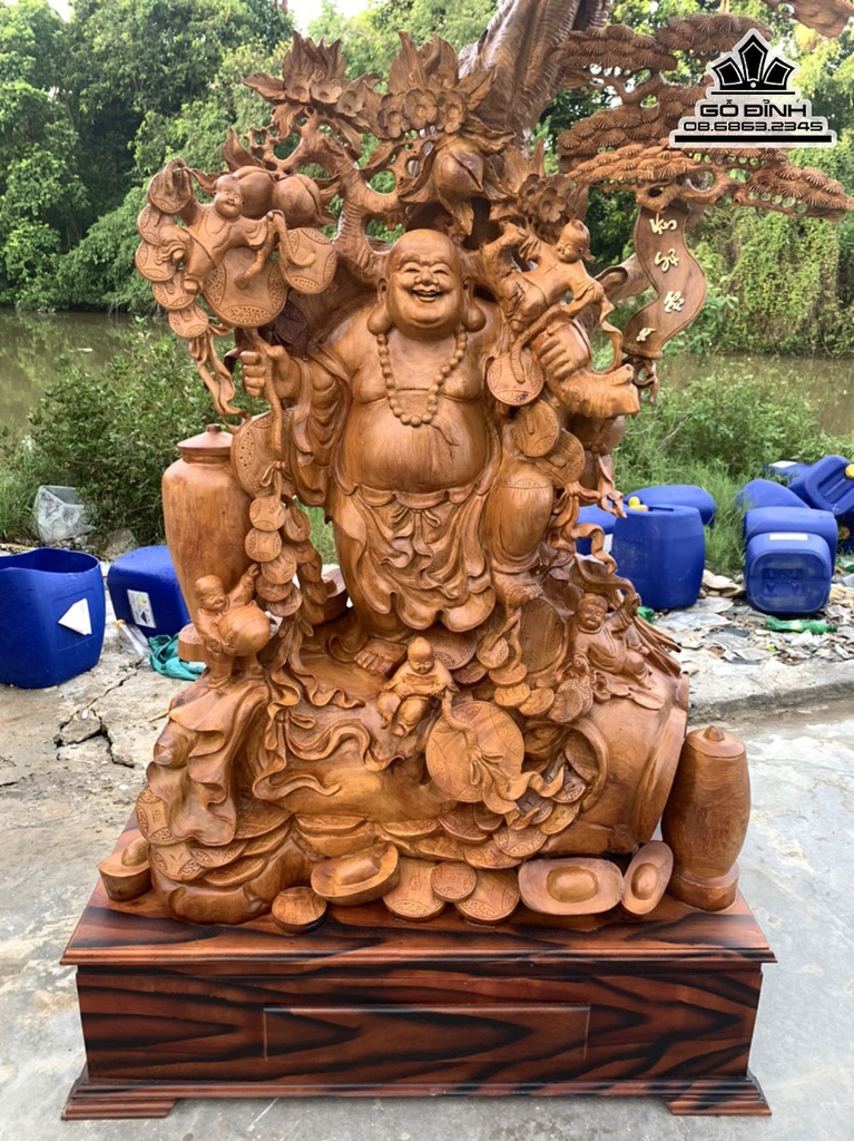 Tượng Cụ Di Lặc Ngũ Phúc Cả Kỷ Cao 215 Rộng 112 Sâu 62 (cm) 0