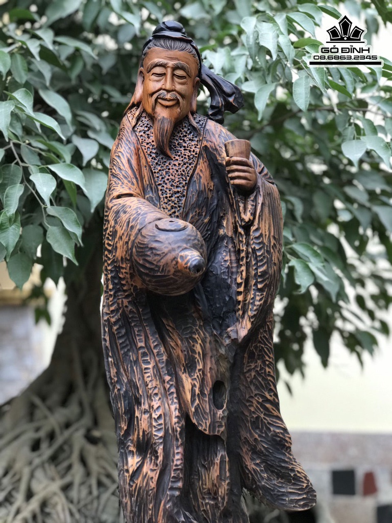 Tượng Thần Trà Gỗ Bách Xanh Cao 83 Ngang 22 Sâu 18 Cao Kỷ 88 (cm) 0