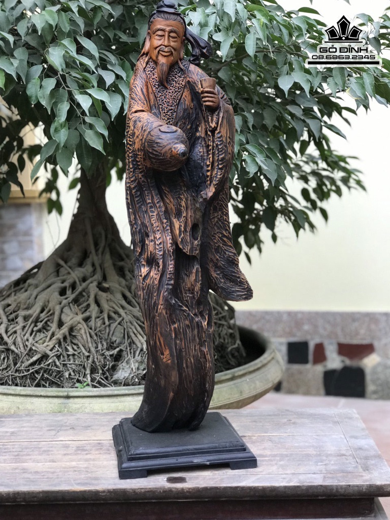 Tượng Thần Trà Gỗ Bách Xanh Cao 83 Ngang 22 Sâu 18 Cao Kỷ 88 (cm) 5