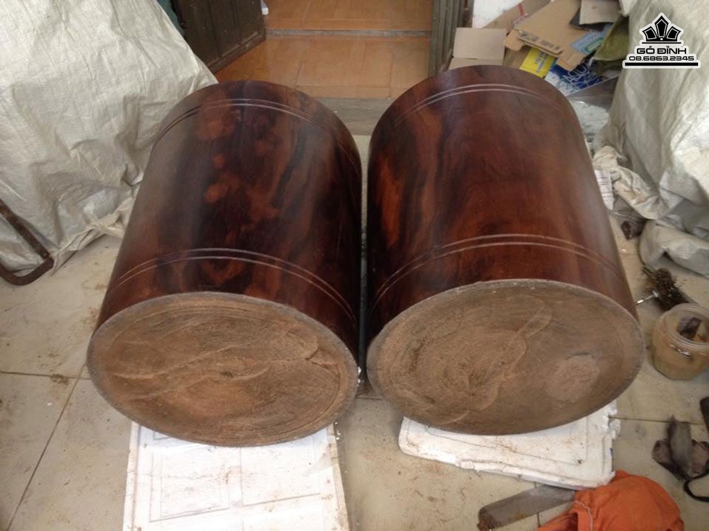 Cặp Đôn Trụ Gỗ Lim Cao 48 Mặt 40-39 (cm) DL1756
