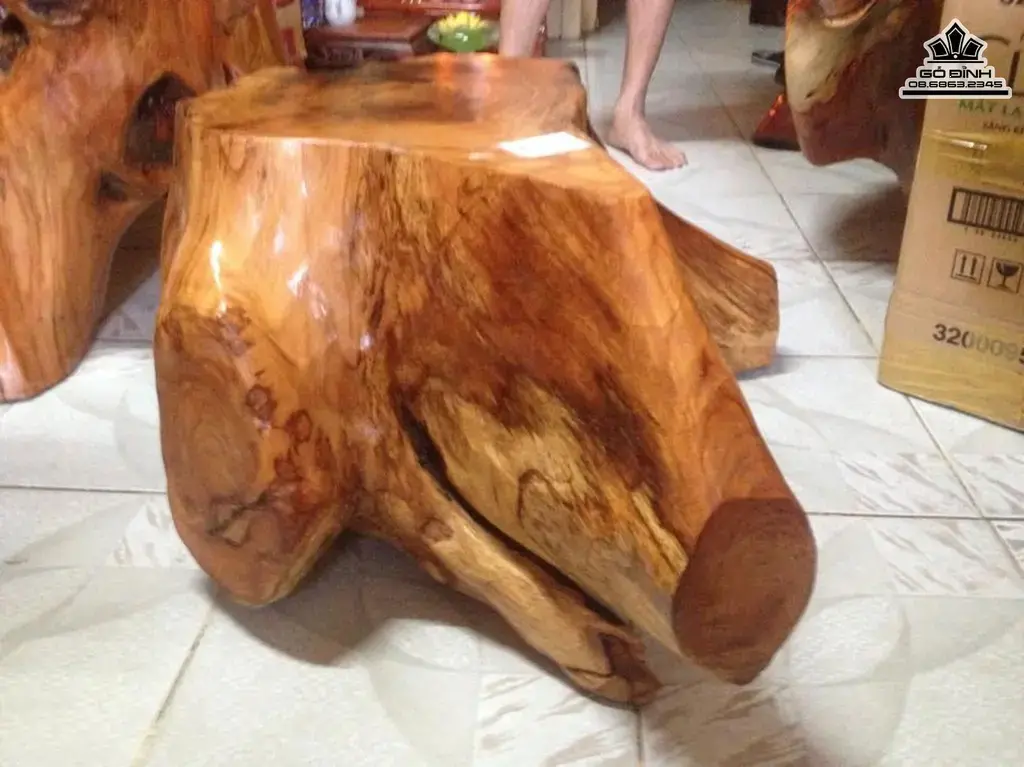 Đôn Nguyên Khối Gỗ Gõ Đỏ Cao 33 Ngang 64 Sâu 60 Mặt 46-34 (cm) DC152