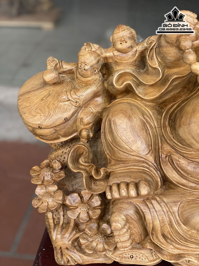 Tượng Phật Di Lạc Gỗ Bách Xanh Cao 51 Rộng 79 Sâu 40 (cm) 1