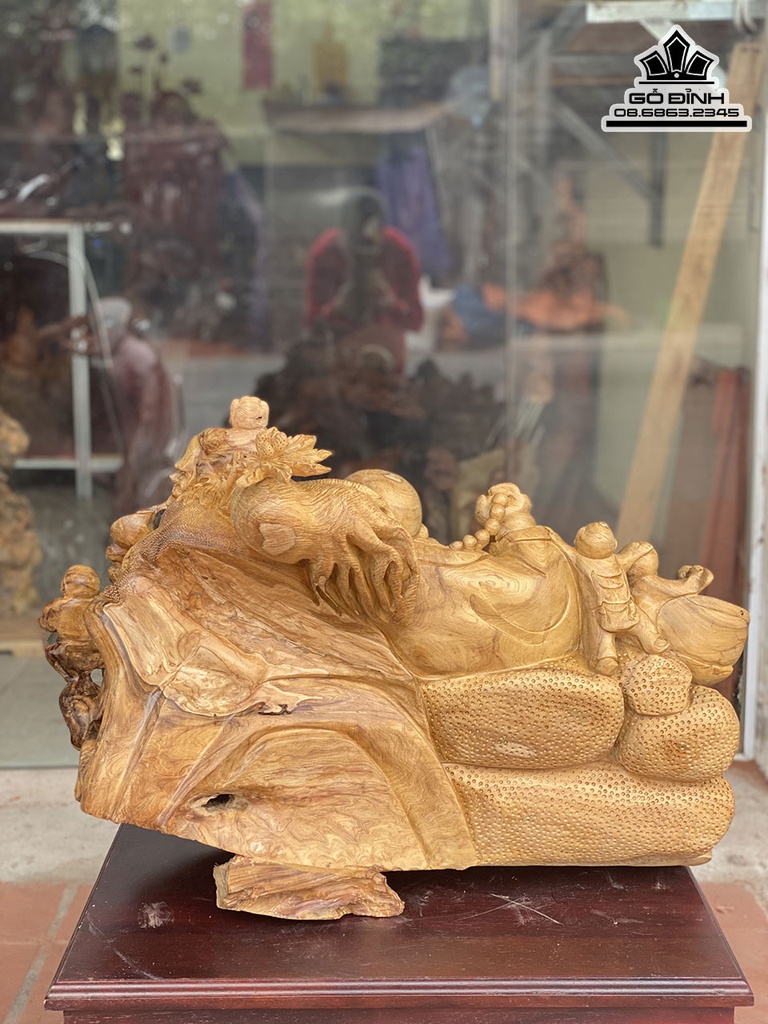 Tượng Phật Di Lạc Gỗ Bách Xanh Cao 51 Rộng 79 Sâu 40 (cm) 2