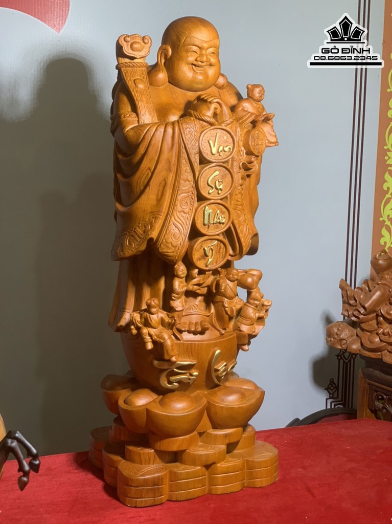 Tượng Di Lặc Gỗ Hương Cao 81 Ngang 30 Sâu 25 (cm) 2