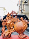 Tượng Di Lặc Ngũ Phúc Đứng Gánh Đào Gỗ Nu Hương Cao 71 Ngang 63 Sâu 23 (cm) 6
