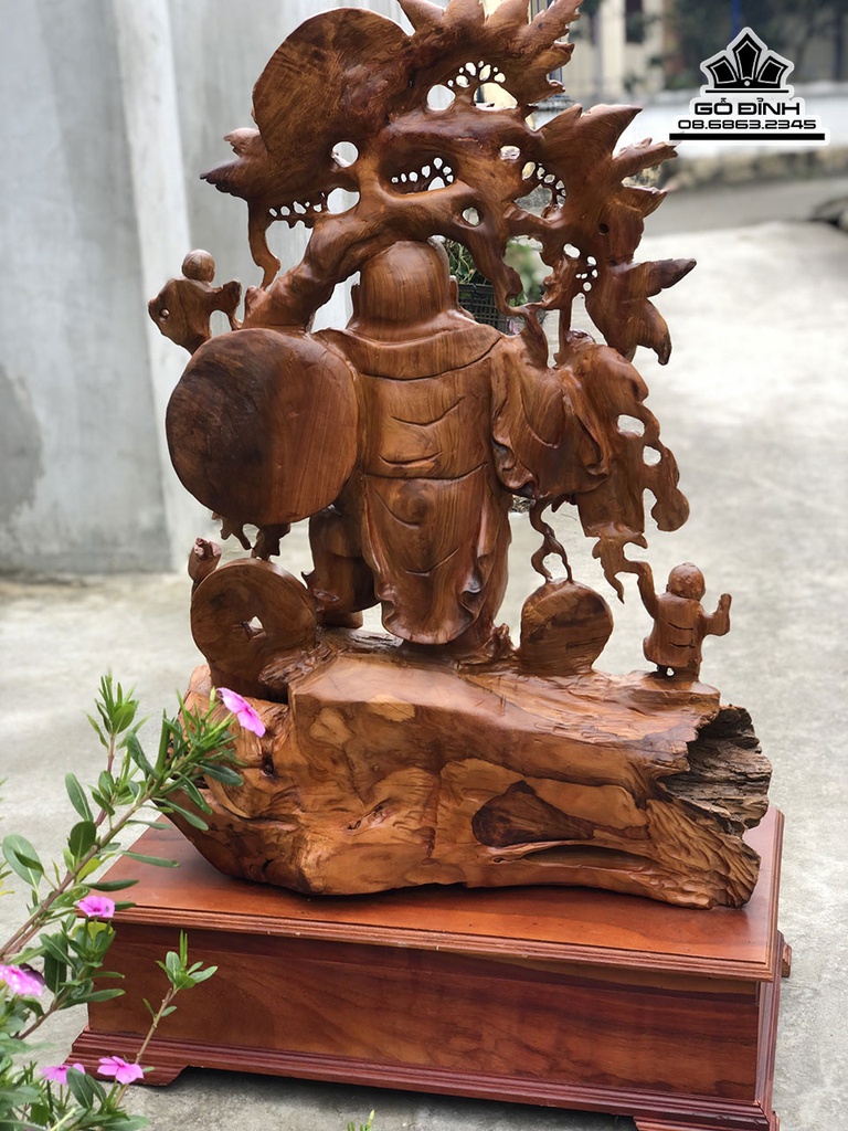 Tượng Phật Di Lặc Tam Phúc Gỗ Hương Việt Cao Cả Kỷ 118 Ngang 75 Sâu 40 (cm) 1