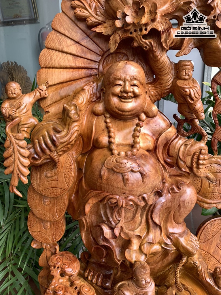 Tượng Phật Di Lặc Ngũ Phúc Gỗ Hương Cao 136 Rộng 62 Sâu 42 Cao Kỷ 25 (cm) 0