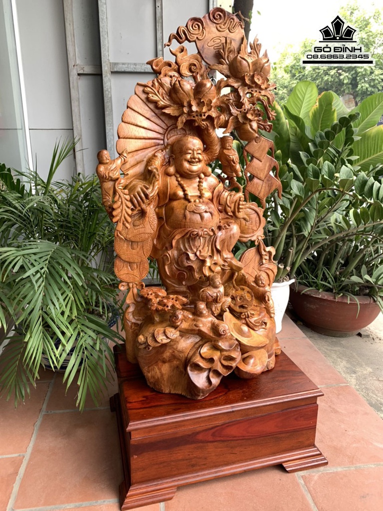 Tượng Phật Di Lặc Ngũ Phúc Gỗ Hương Cao 136 Rộng 62 Sâu 42 Cao Kỷ 25 (cm) 3
