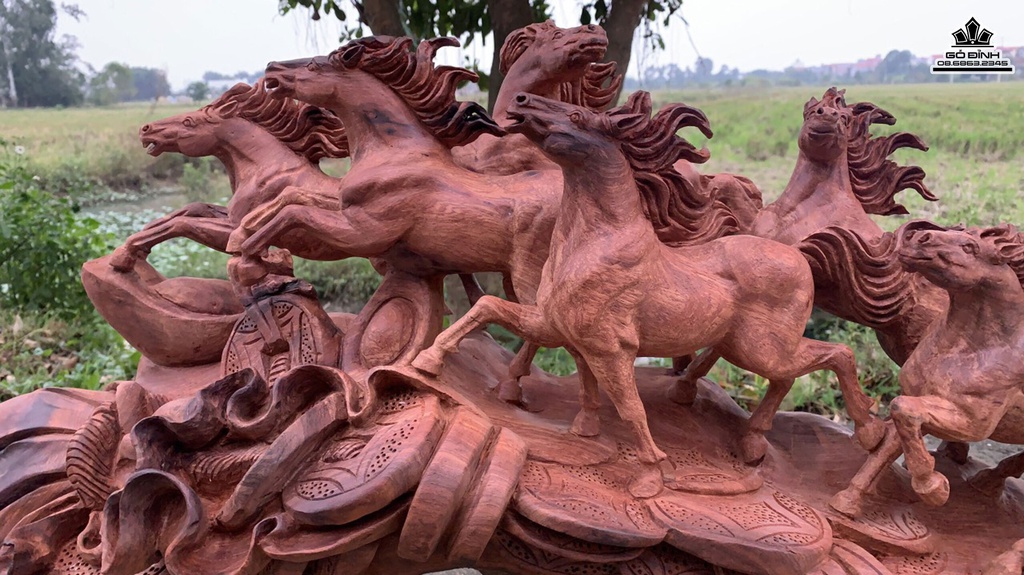 Tượng Ngựa Phong Thủy Gỗ Sụn Hương Liền Khối 100 Cao 48 Sâu 26 Ngang 120 (cm) 0