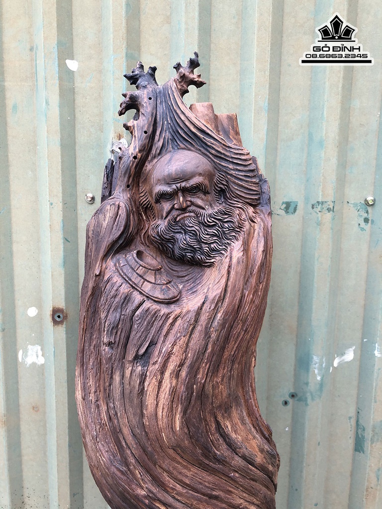 Tượng Đạt Ma Sư Gỗ Bách Xanh Cao 90 Ngang 20 Sâu 18 (cm) 0