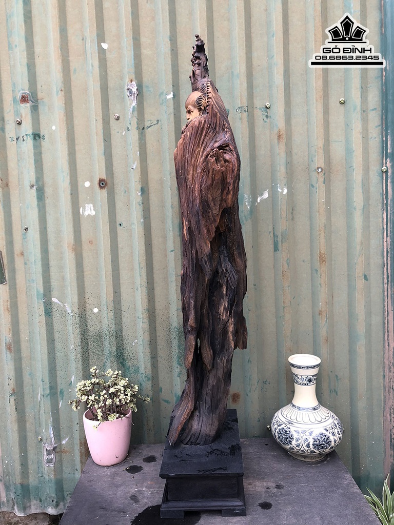 Tượng Đạt Ma Sư Gỗ Bách Xanh Cao 94 Ngang 26 Sâu 15 (cm) 1