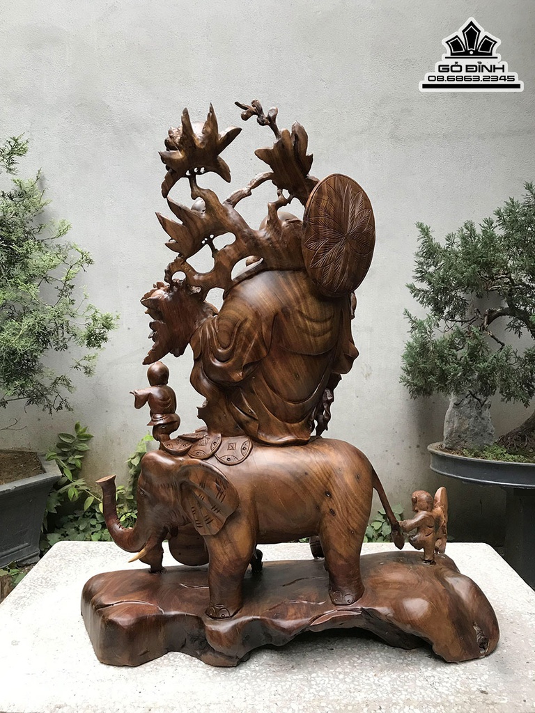 Tượng Phật Di Lặc Cửu Phúc Gỗ Xá Xị (GùHương) Cao 100 Ngang 80 Sâu 40 (cm)3