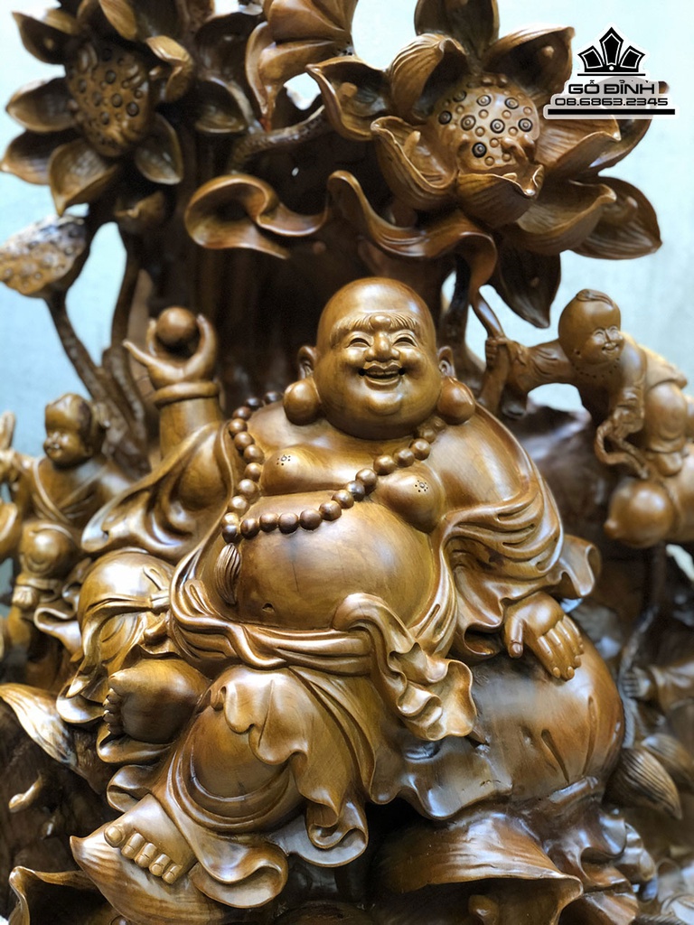 Tượng Phật Di Lặc Gỗ Bách Xanh Cao 68 Ngang 50 Sâu 40 (cm) 0