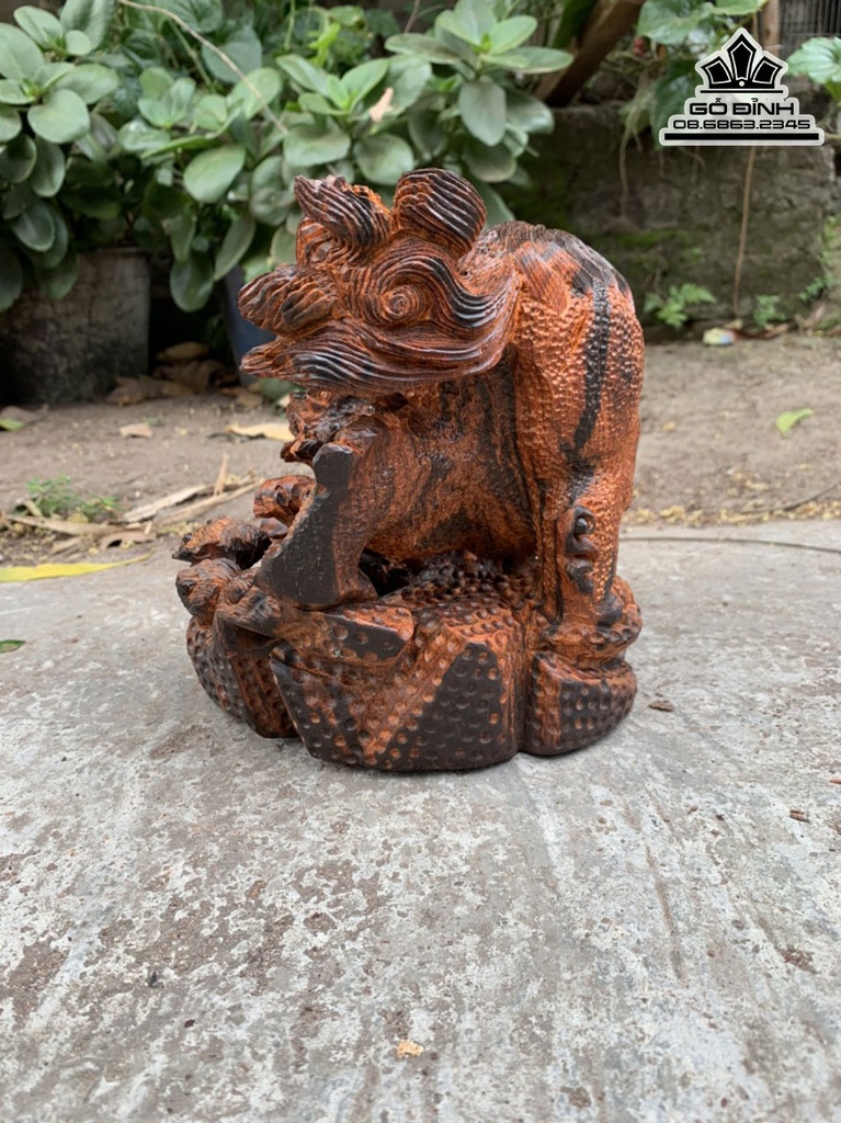 Tượng Kỳ Lân Gỗ Trắc Cao 18 Ngang 26 Sâu 20 (cm) 2