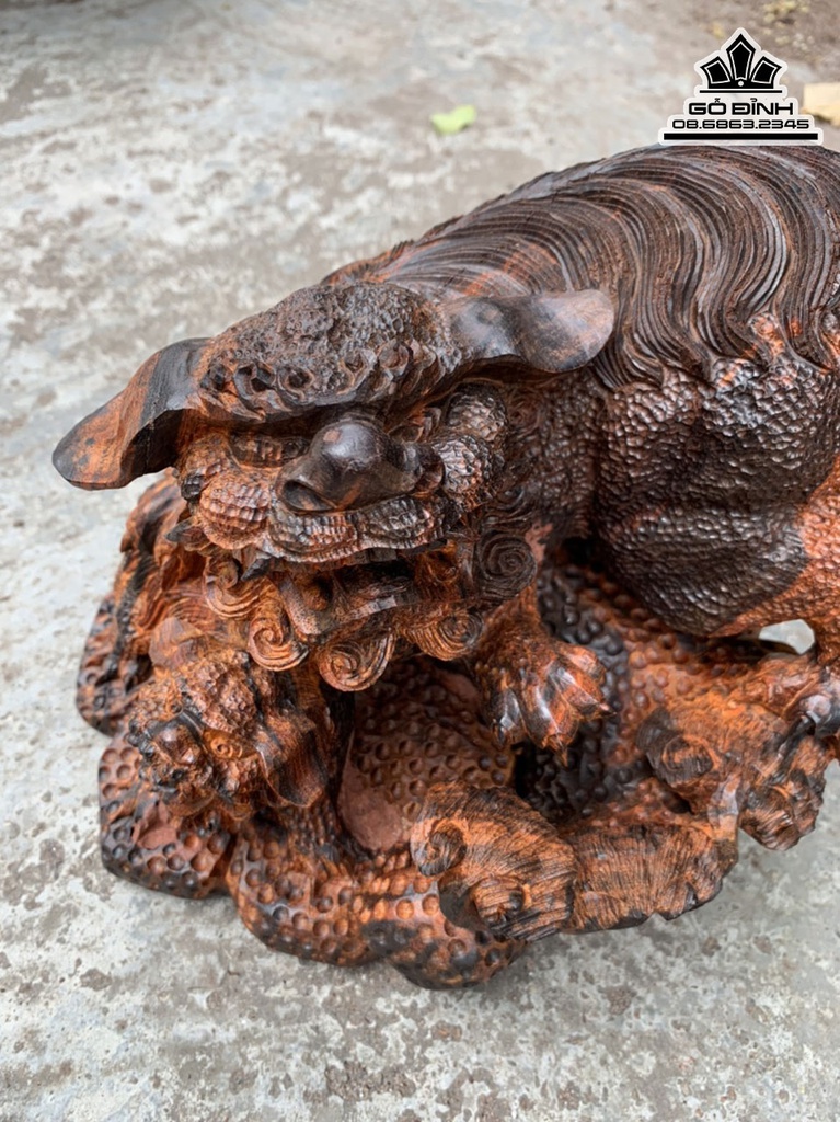 Tượng Kỳ Lân Gỗ Trắc Cao 18 Ngang 26 Sâu 20 (cm)4