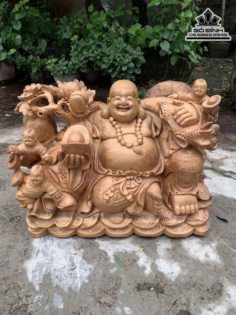 Tượng Phật Di Lặc Tam Phúc Gỗ Ngọc Am Cao 38 Ngang 55 Sau 23 (cm) 0