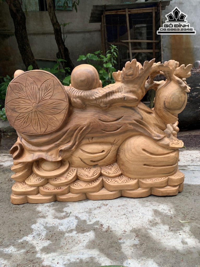 Tượng Phật Di Lặc Tam Phúc Gỗ Ngọc Am Cao 38 Ngang 55 Sau 23 (cm) 2