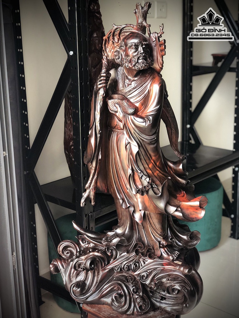 Tượng Đạt Ma Sư Gỗ Trắc Cao 90 Ngang 52 Sâu 31 (cm) 2