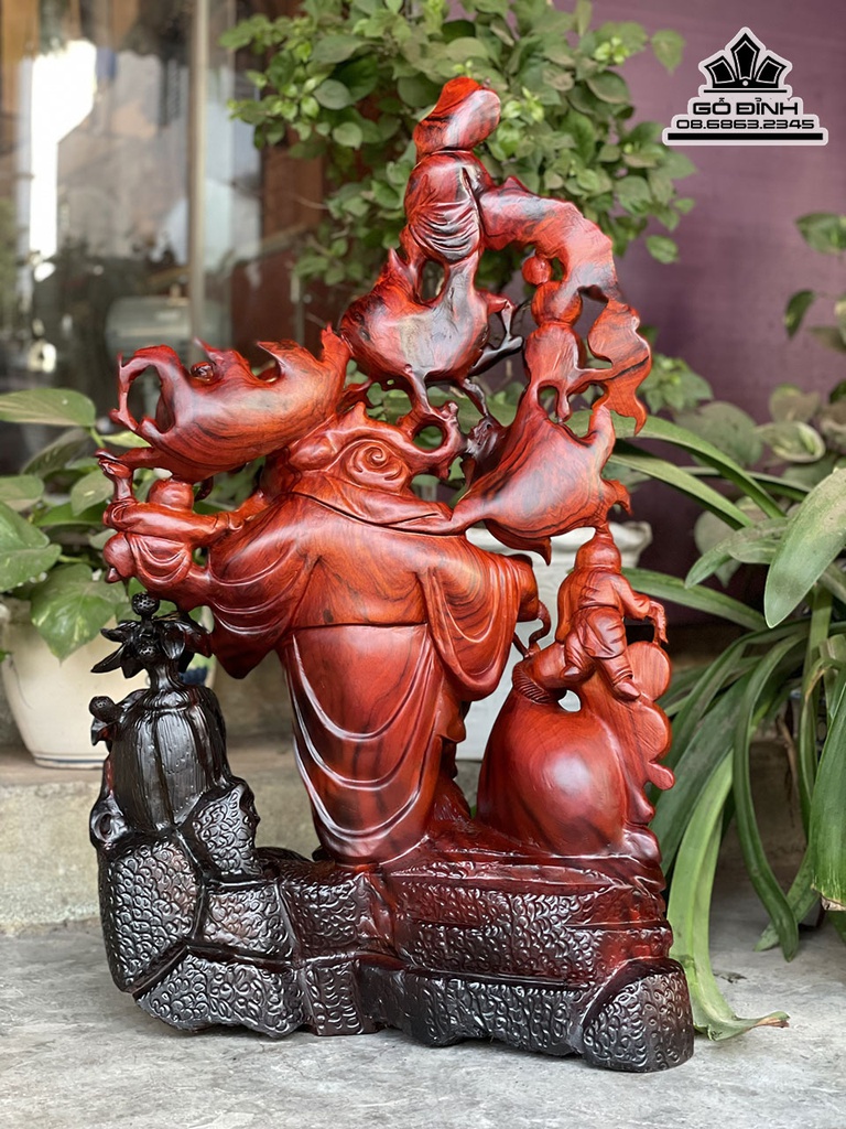 Tượng Phật Di Lặc Ngũ Phúc Gỗ Trắc Cao 75 Ngang 42 Sâu 23 (cm)