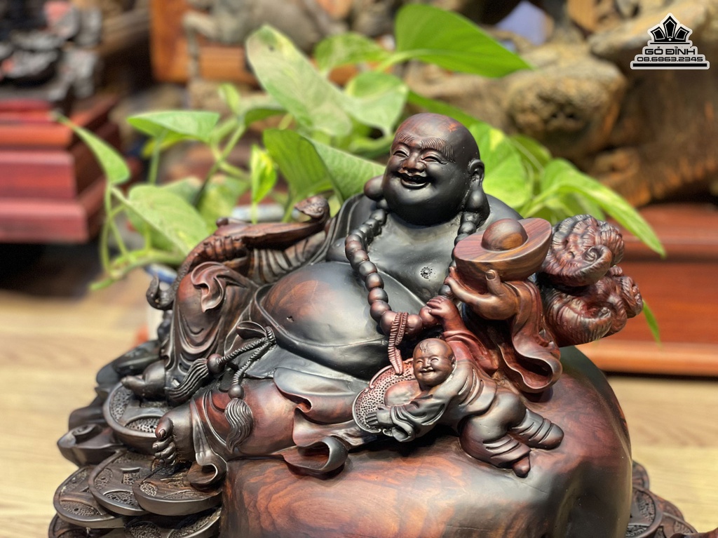 Tượng Phật Di Lặc Gỗ Trắc Cao 33 Ngang 43 Sâu 28 (cm) 0