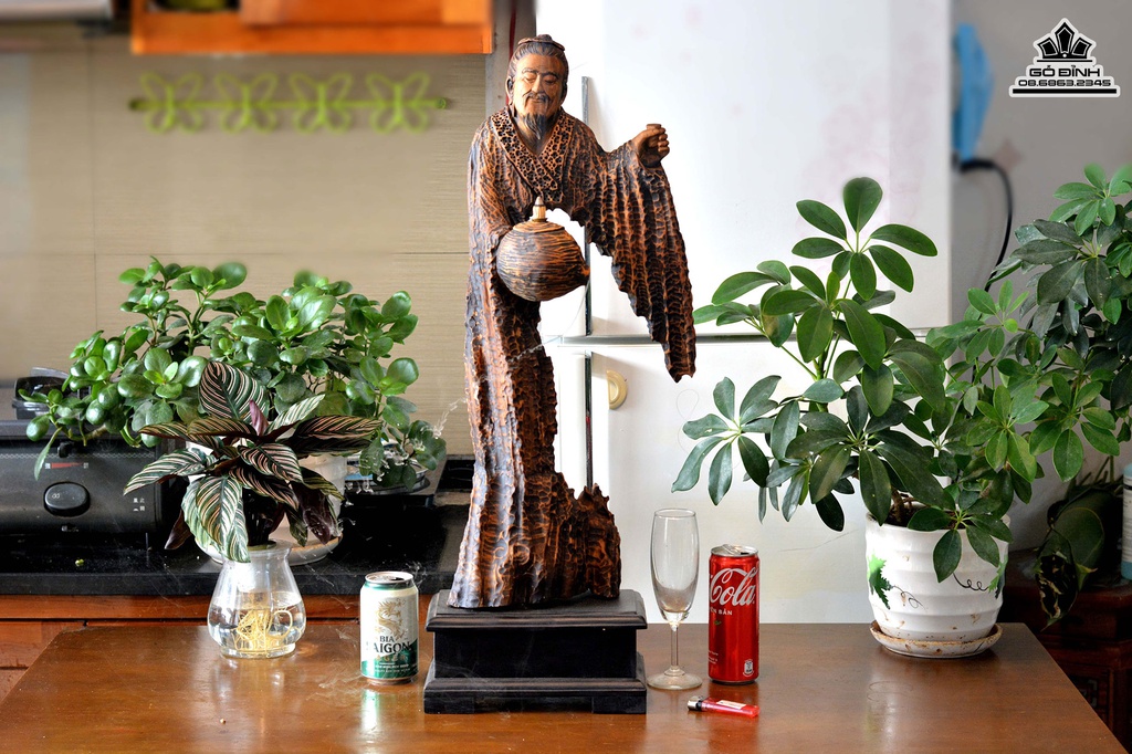 Tượng Thần Trà Gỗ Lũa Bách Xanh Cao 71 Ngang 23 Dày 13 (cm) 1