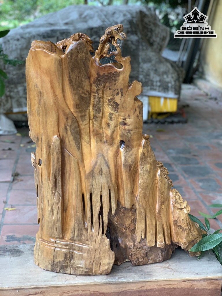 Tượng Đạ Ma Sư Tổ Gỗ Xá Xị (GùHương) Cao 91  Ngang 71 Sâu 27 (cm)