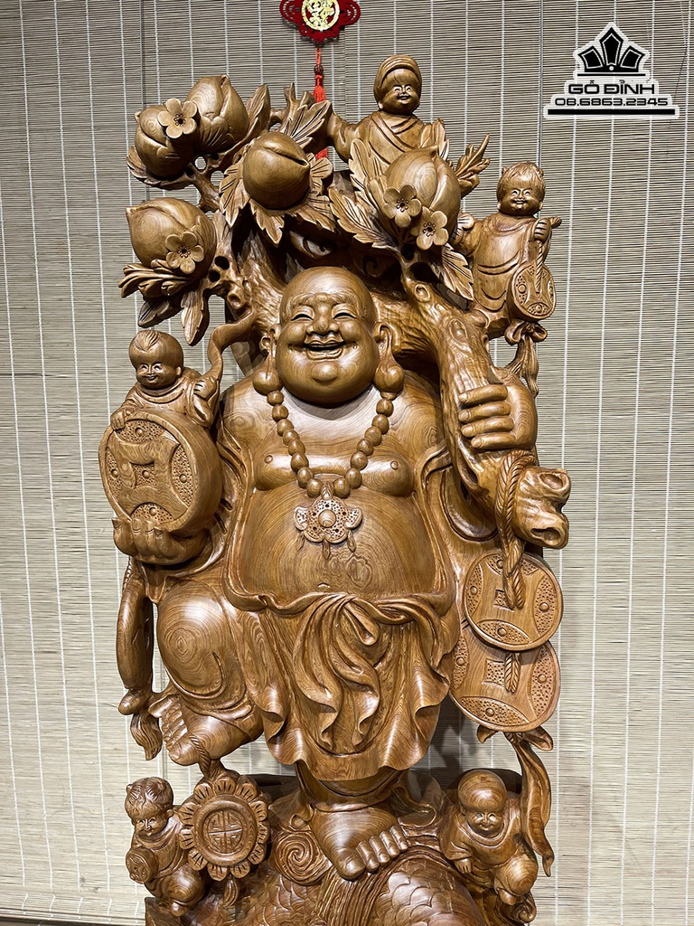 Tượng Phật Di Lặc Ngũ Phúc Gỗ Ngọc Am Cao Cả Kỷ 118 Ngang 40 Sâu 18 (cm) 3