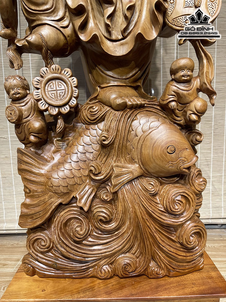 Tượng Phật Di Lặc Ngũ Phúc Gỗ Ngọc Am Cao Cả Kỷ 118 Ngang 40 Sâu 18 (cm)