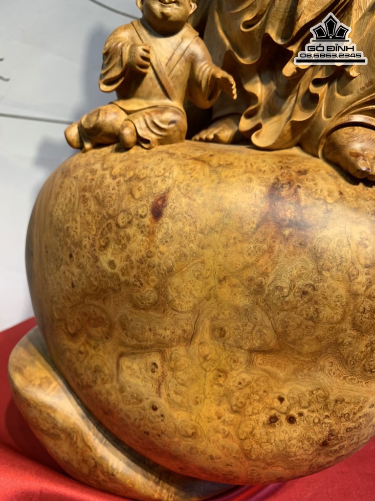 Tượng Phật Di Lặc Gỗ Hương Liền Khối Cao 73 Ngang 45 Sâu 33 (cm) 5