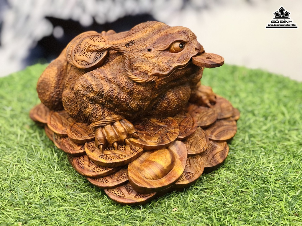 Tượng Cóc Thiềm Thừ Gỗ Sưa Cao 16 Ngang 26 Sâu 25 (cm) 0