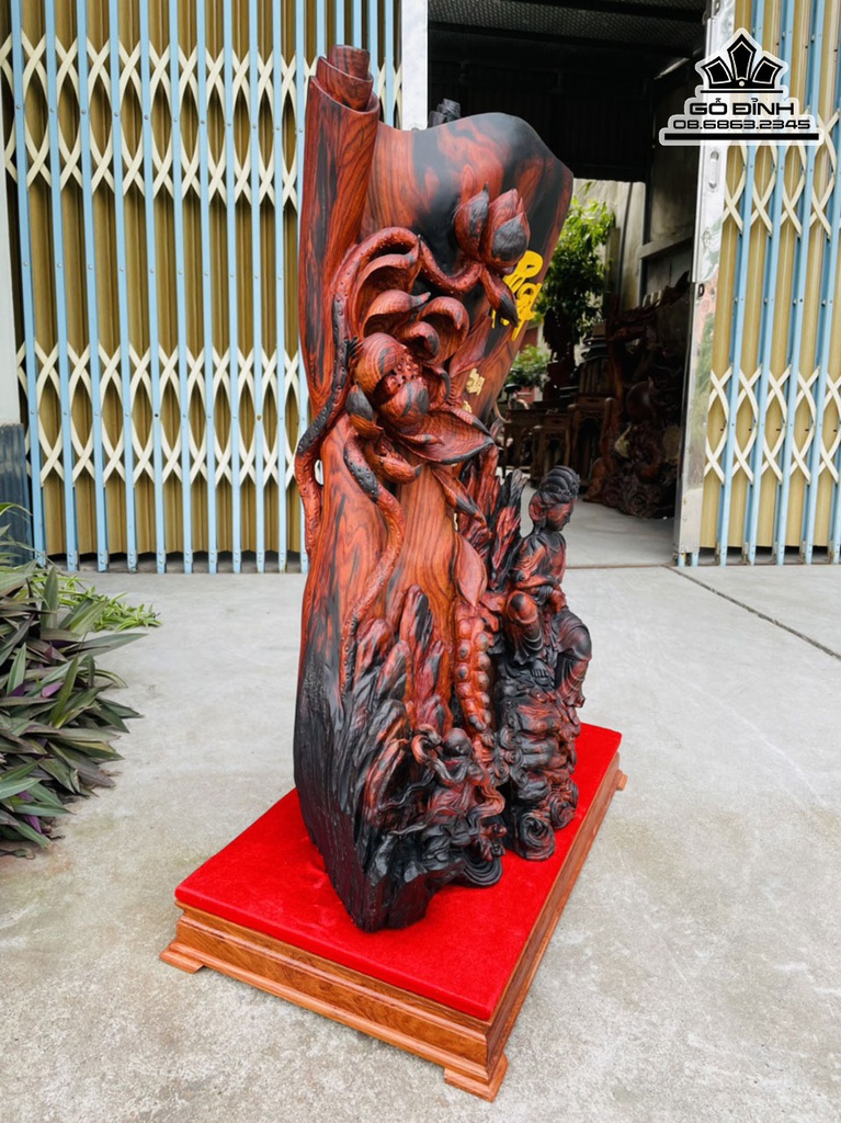 Tượng Phật Quan Âm Gỗ Trắc Việt Cao 86 Ngang 60 Sâu 35 (cm)3