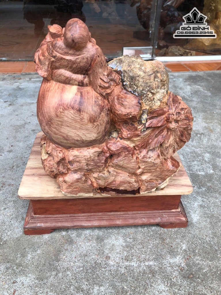 Tượng Phật Di Lặc Gỗ Hương Việt Cao 35 Ngang 27 Sâu 24 Cao Kỷ 10 (cm) 0