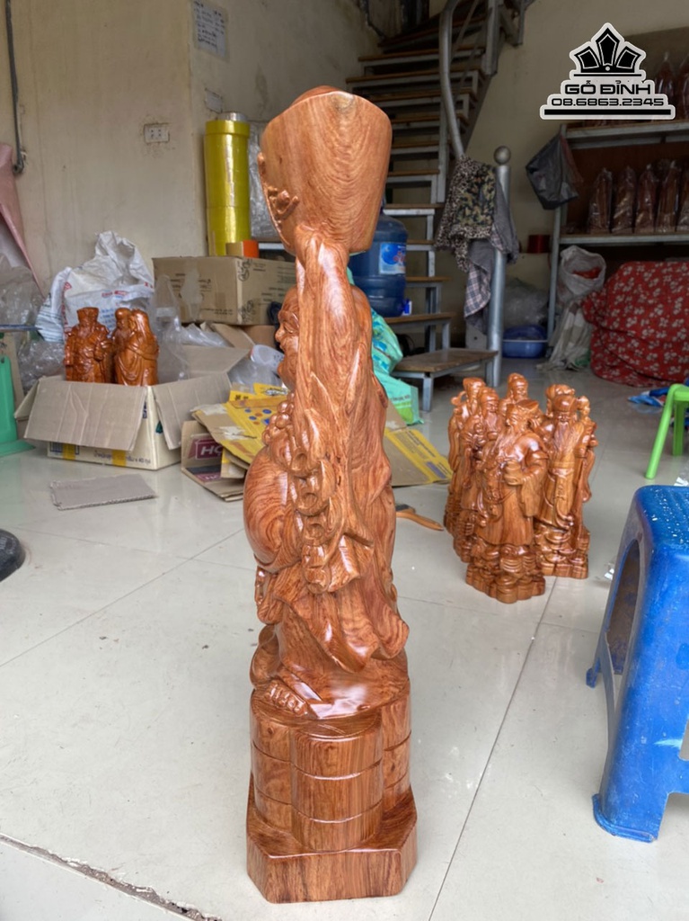 Tượng Phật Di Lặc Bê Vàng Gỗ Hương Cao 60 Ngang 22 Sâu 14 (cm) 0