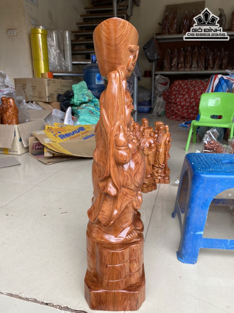 Tượng Phật Di Lặc Bê Vàng Gỗ Hương Cao 60 Ngang 22 Sâu 14 (cm) 1