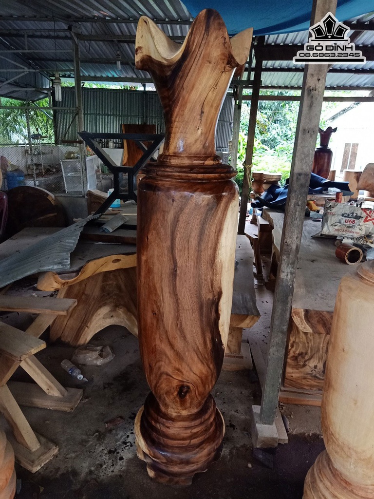 Cặp Lục Bình Gỗ Gỗ Me Tây Cao 190 Đường Kính 46 (cm) 1