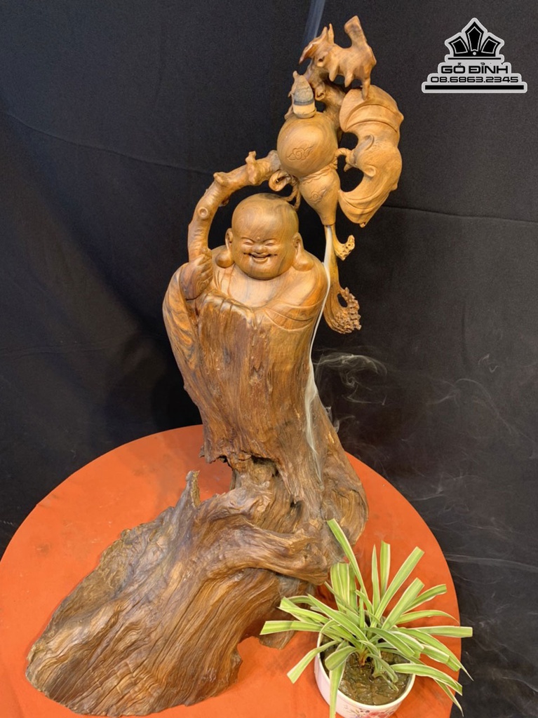 Tượng Phật Di Lặc Gỗ Bách Xanh Cao 75 Ngang 46 Sâu 30 (cm) 0