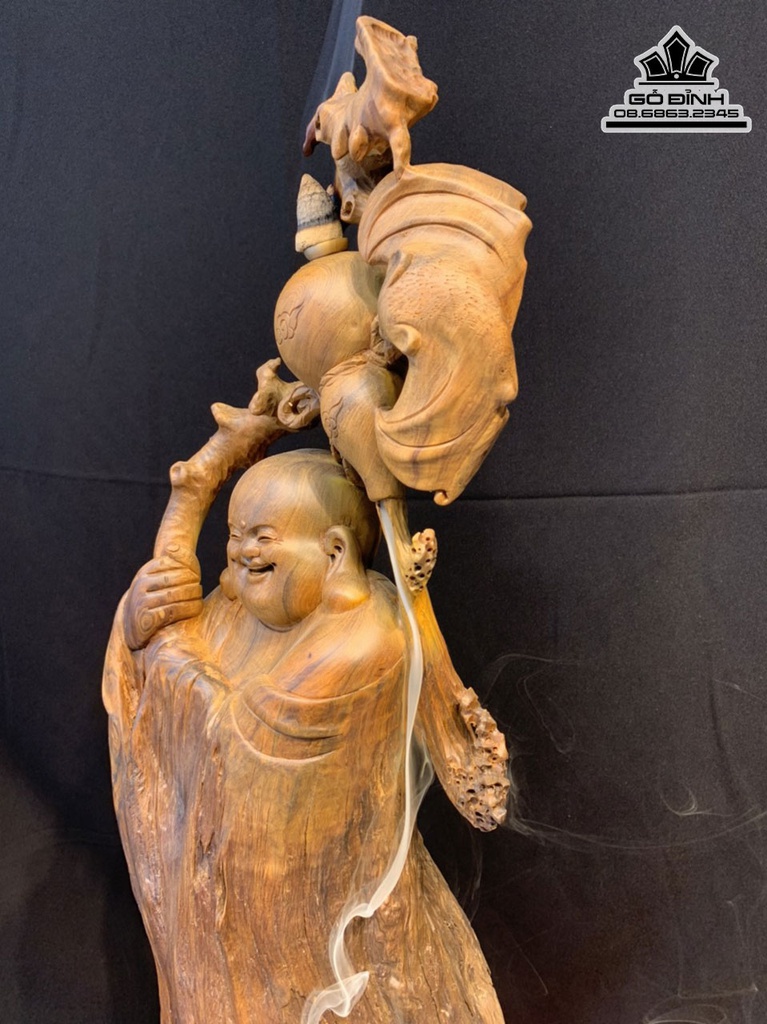Tượng Phật Di Lặc Gỗ Bách Xanh Cao 75 Ngang 46 Sâu 30 (cm) 2