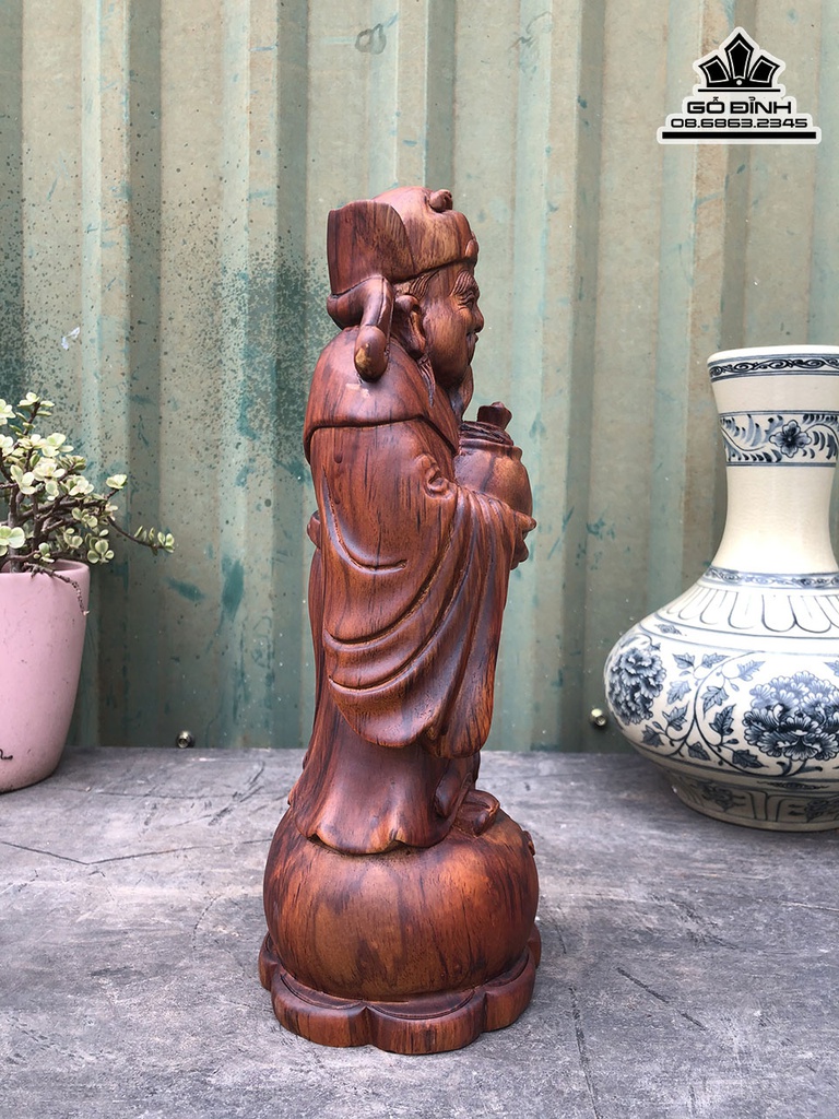 Tượng Thần Tài Gỗ Sưa Cao 28 Ngang 11 Sâu 10 (cm) 0