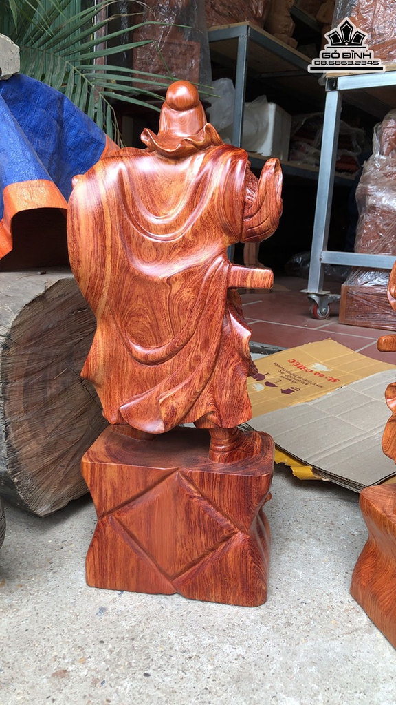 Tượng Quan Công Gỗ Hương Cao 60 Ngang 23 Sâu 14 (cm) 2