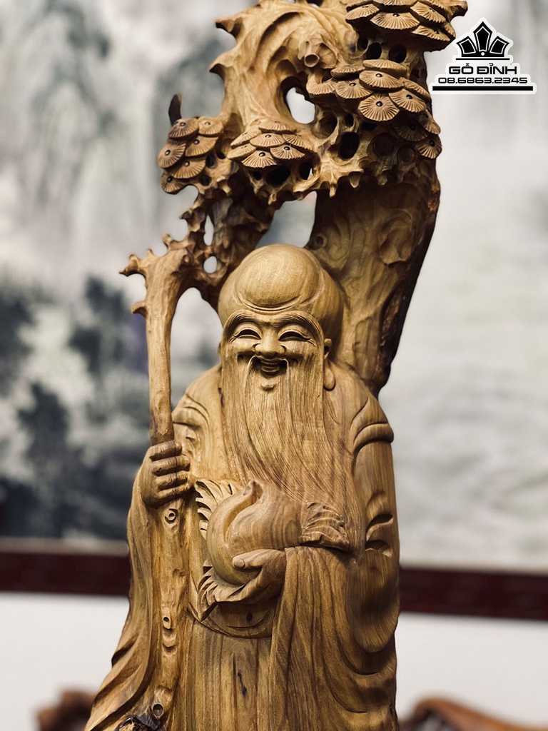 Tượng Cụ Thọ Gỗ Bách Xanh Cao 84 Ngang 24 Sâu 18 (cm) 0