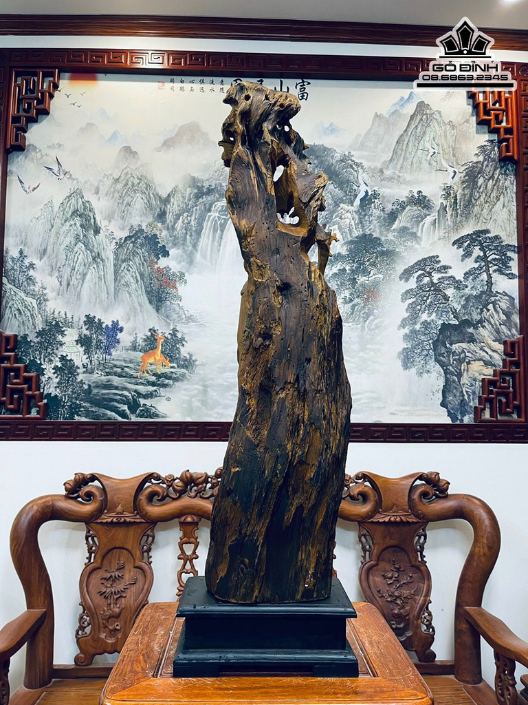 Tượng Cụ Thọ Gỗ Bách Xanh Cao 84 Ngang 24 Sâu 18 (cm) 1