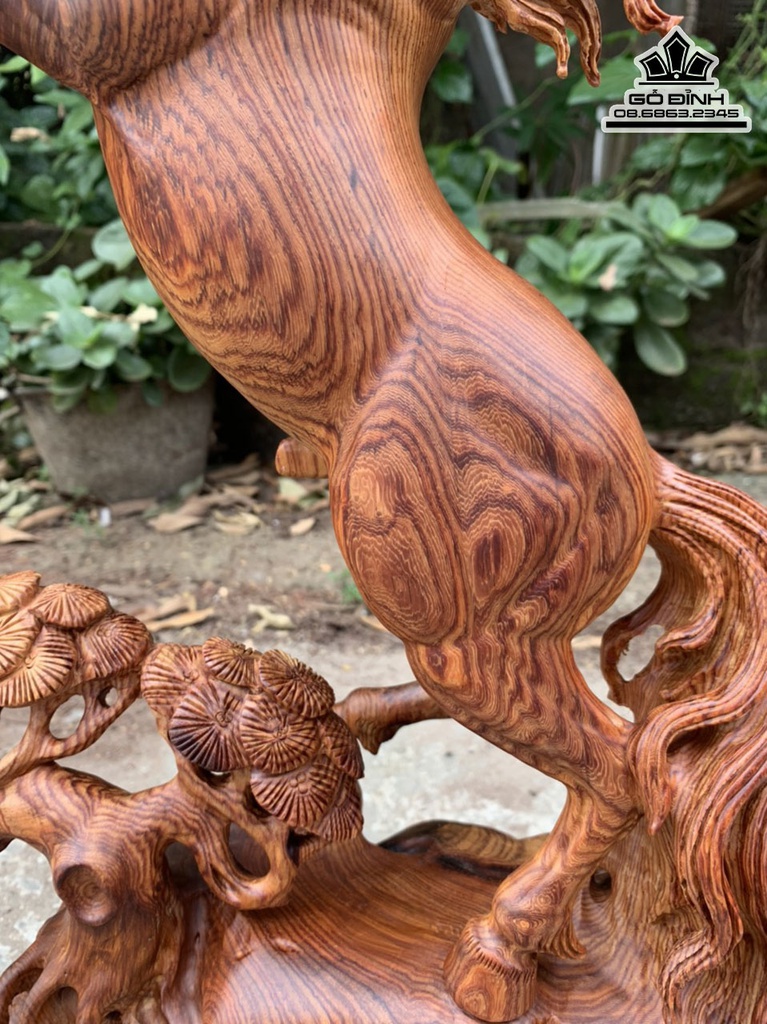 Tượng Chó Phong Thủy Gỗ Hương Việt Cao 33 Ngang 25 Sâu 23 (cm) 1