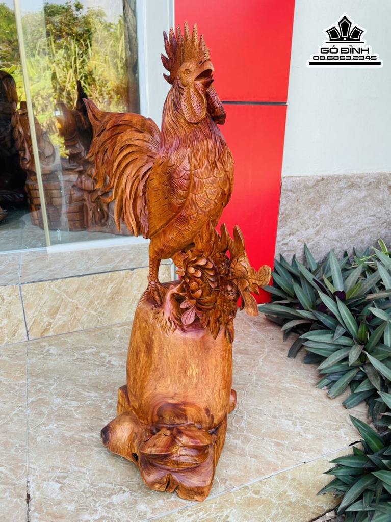 Tượng Gà Trống Gỗ Hương Việt Cao 70 Ngang 42 Sâu 27 (cm) 0