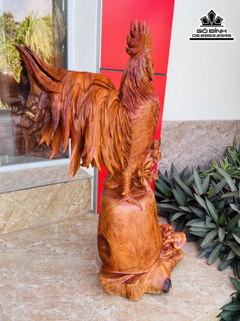 Tượng Gà Trống Gỗ Hương Việt Cao 70 Ngang 42 Sâu 27 (cm) 1