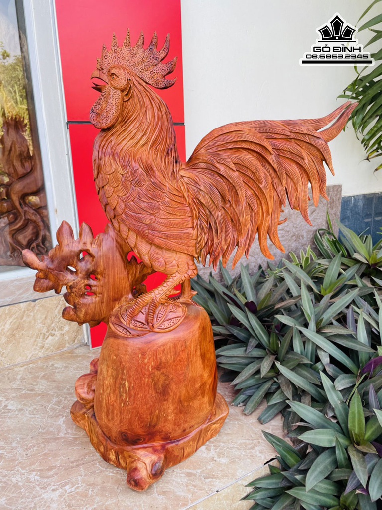 Tượng Gà Trống Gỗ Hương Việt Cao 70 Ngang 42 Sâu 27 (cm) 2
