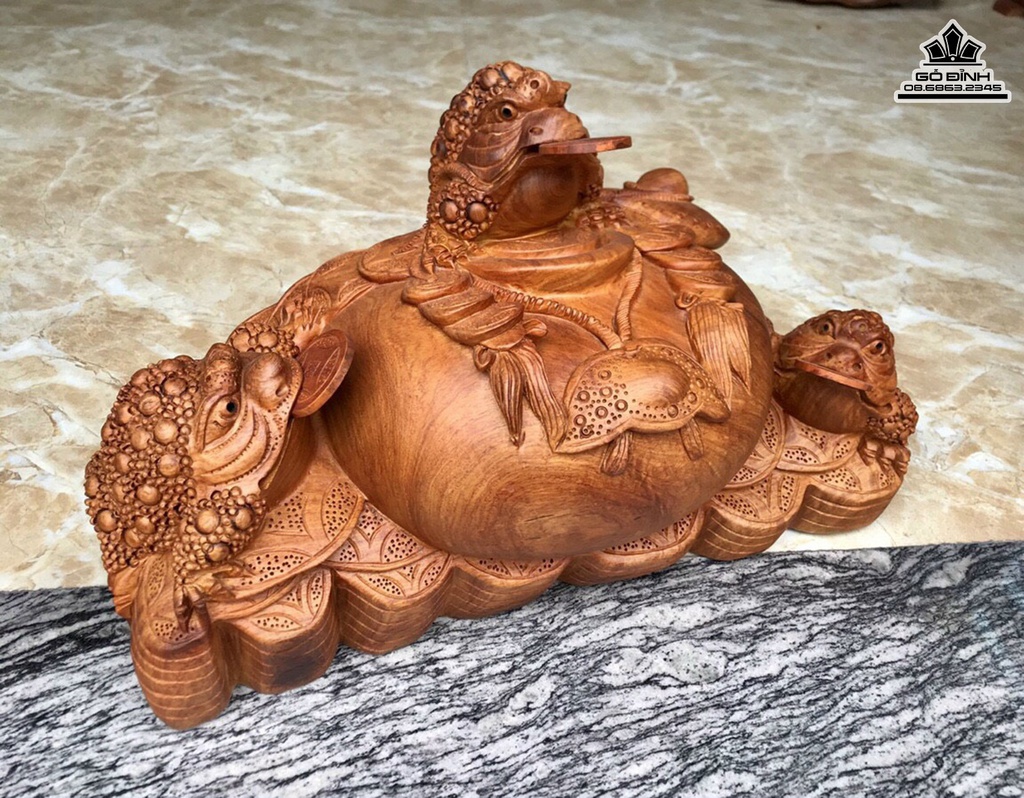 Tượng Cóc Phong Thủy Gỗ Hương Việt Cao 31 Ngang 48 Sâu 36 (cm) 0